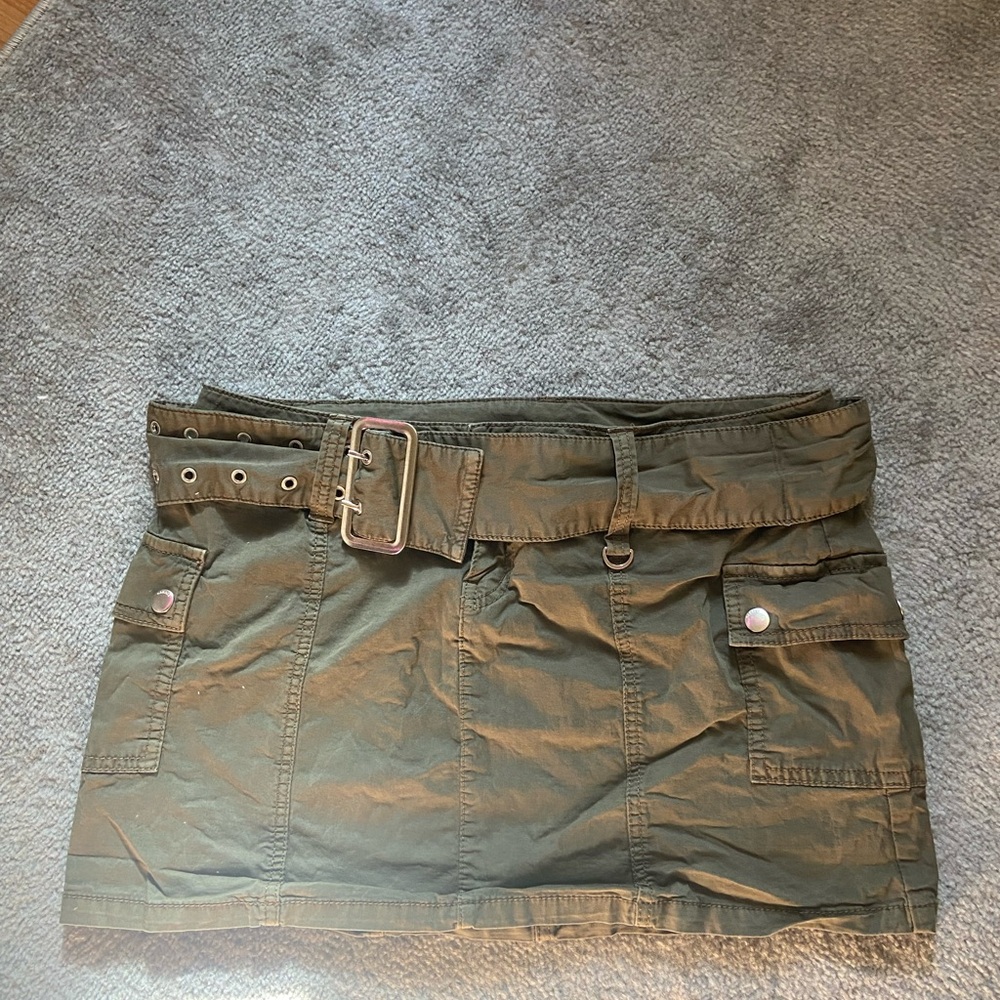 Olive Green Belted Skirt